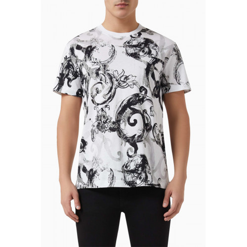 Versace Jeans Couture - Baroque Motif T-Shirt in Cotton White