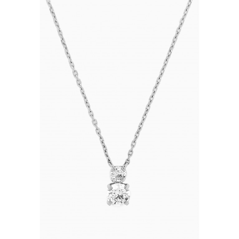 Fergus James - Round Diamond Drop Pendant Necklace in 18kt White Gold