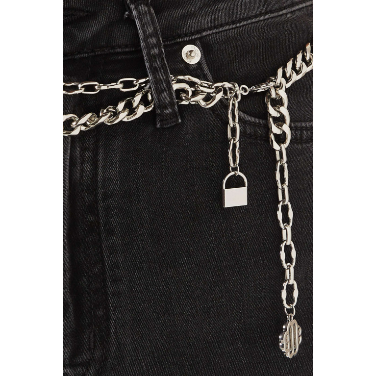 Maje - Chain Belt Wide-leg Jeans in Denim