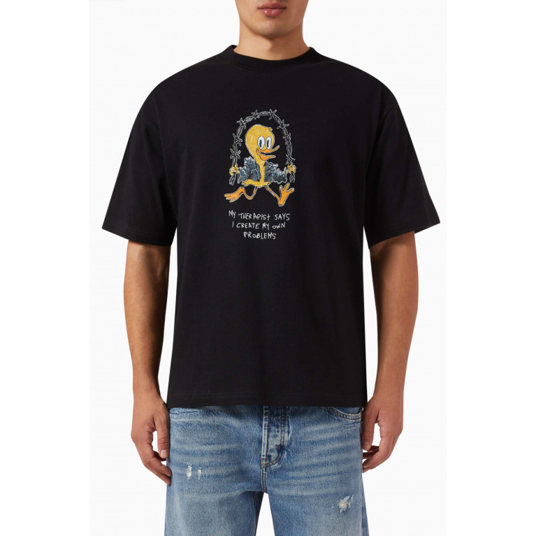 Dom Rebel - Skip T-shirt in French-terry Black