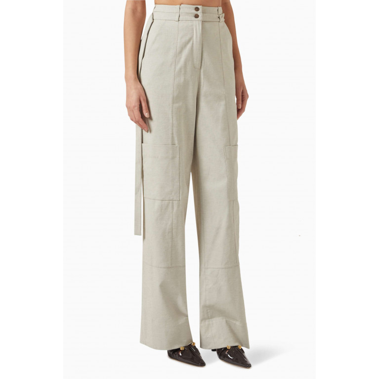 Ura - Lima High-waist Pants in Cotton-blend Neutral