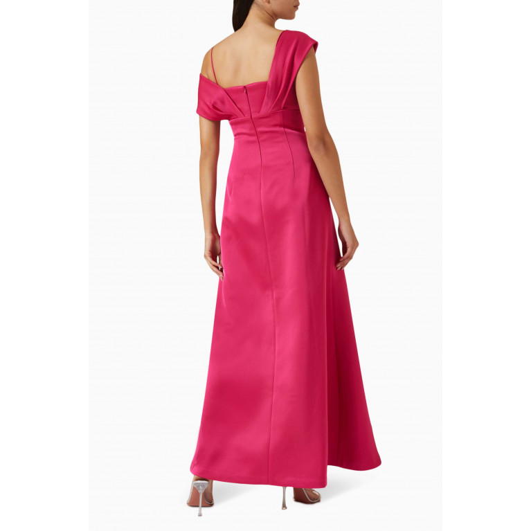 CHATS by C.Dam - Asymmetrical A-line Maxi Dress in Satin
