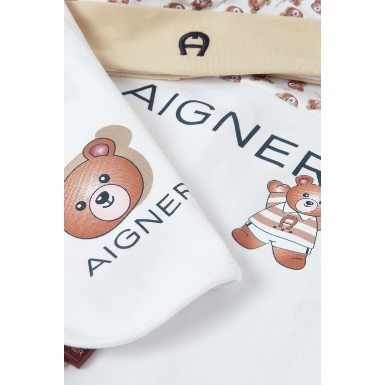 AIGNER - Logo-print Overall, Cap & Bib Set in Cotton