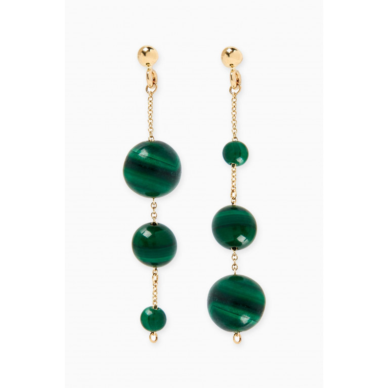 The Alkemistry - Malachite Bubble & Chain Earrings in 18kt Recycled Yellow Gold