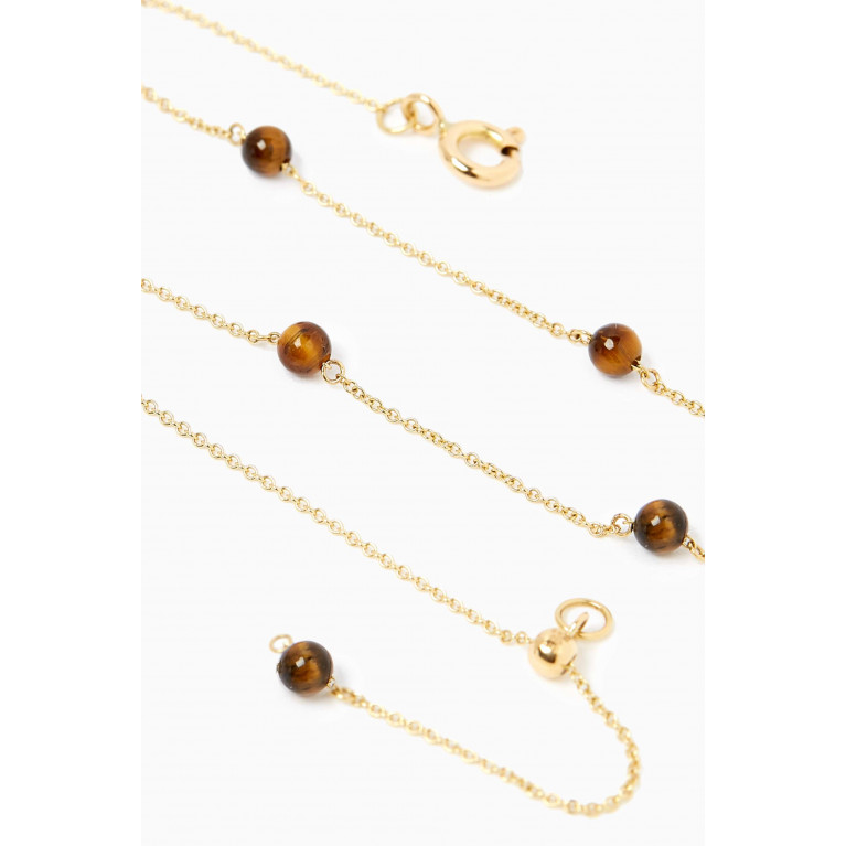 The Alkemistry - Tigers Eye Bead & Chain Anklet in 18kt Recycled Yellow Gold
