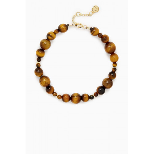 The Alkemistry - Tigers Eye Bubble Bead Bracelet in 18kt Recycled Yellow Gold