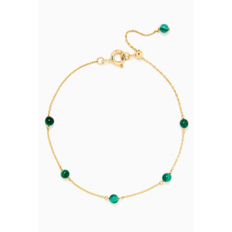 The Alkemistry - Malachite Bead & Chain Bracelet in 18kt Recycled Yellow Gold