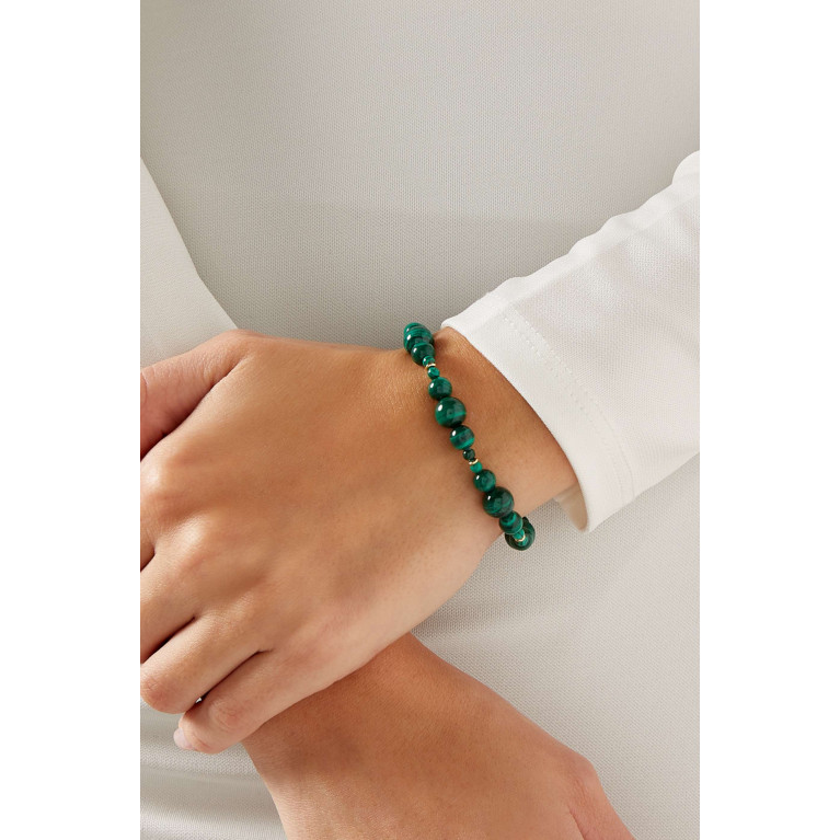 The Alkemistry - Malachite Bubble Bead Bracelet in 18kt Recycled Yellow Gold