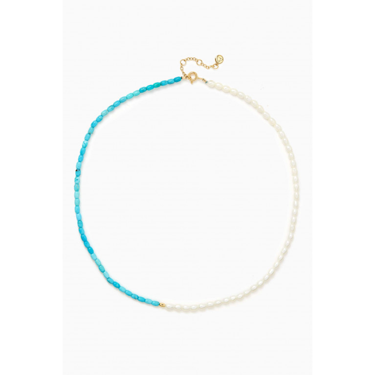 The Alkemistry - Turquoise & Mother-of-Pearl Necklace in 18kt Recycled Yellow Gold