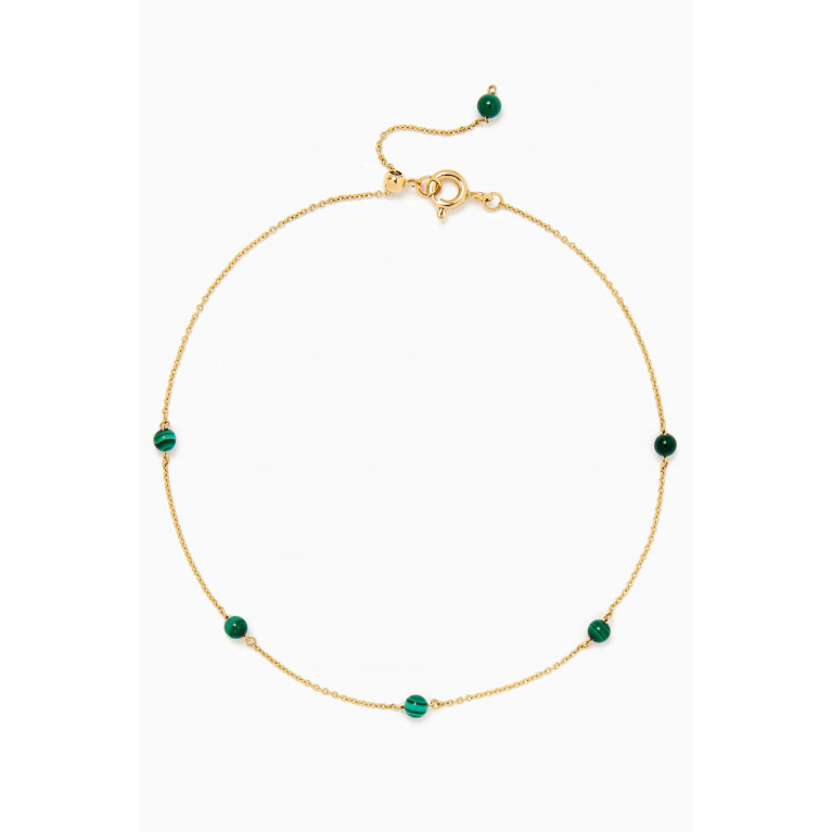 The Alkemistry - Malachite Bead & Chain Anklet in 18kt Recycled Yellow Gold