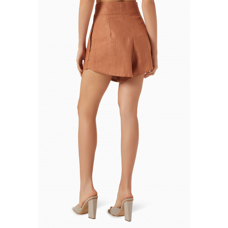 Adriana Degreas - Grand Pois Pleated Shorts in Ramie-blend