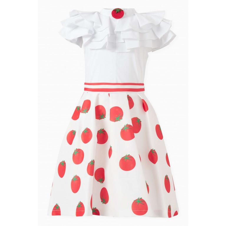 MamaLuma - Tomato-print Flared Skirt