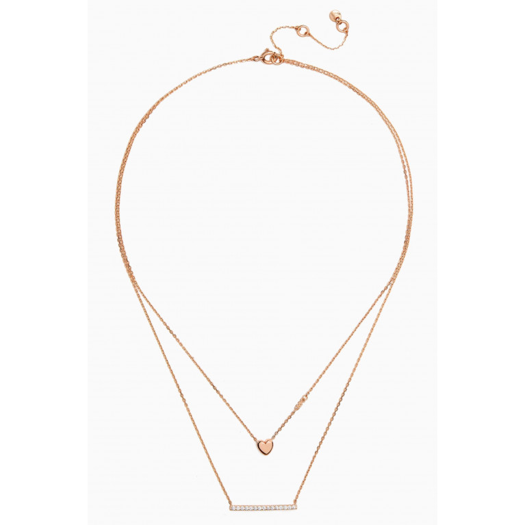MICHAEL KORS - Premium Layered Heart Necklace in Rose Gold-plated Silver