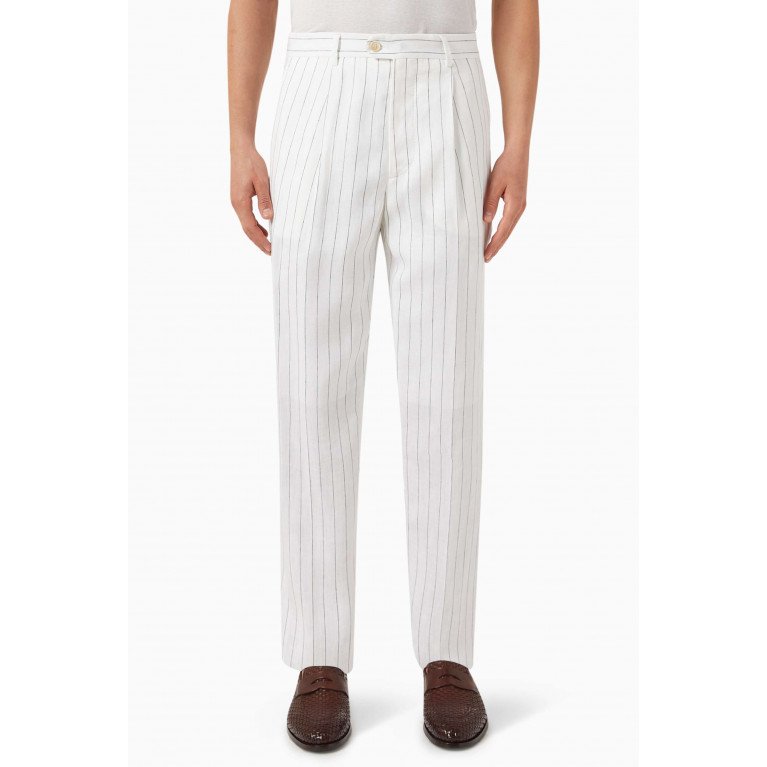 Brunello Cucinelli - Stripe Print Pants in Linen
