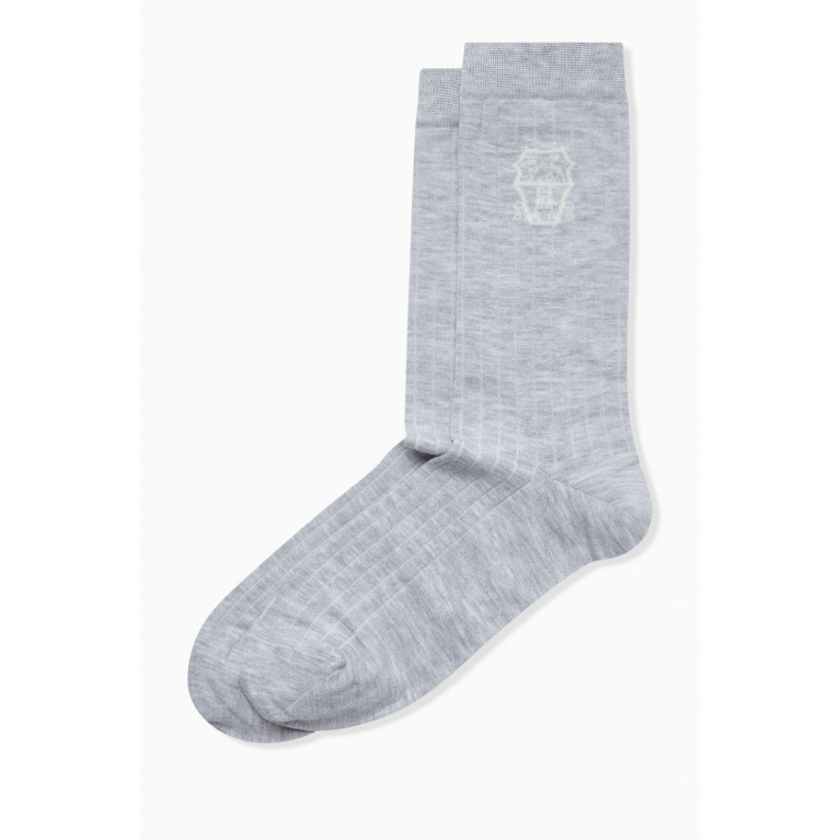 Brunello Cucinelli - Logo Socks in Cotton