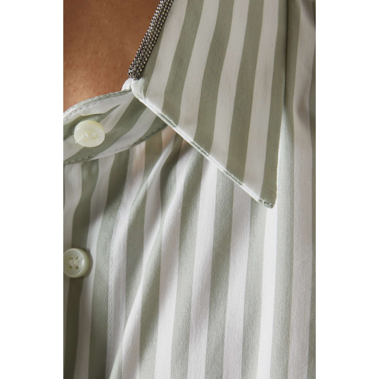 Brunello Cucinelli - Striped Long-sleeve Shirt in Cotton-silk