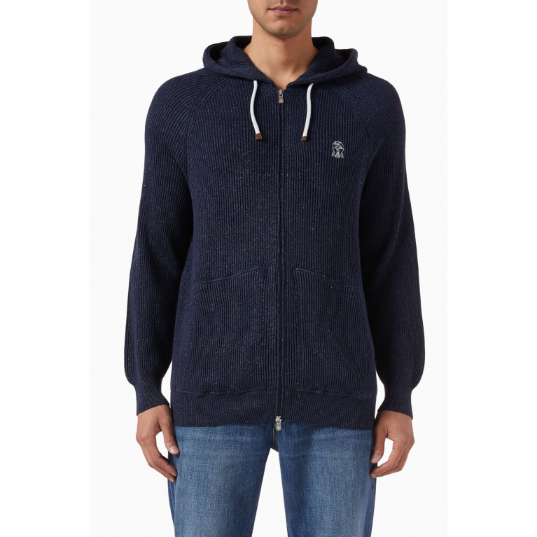 Brunello Cucinelli - Hooded Zip-up Sweatshirt in Cotton-linen