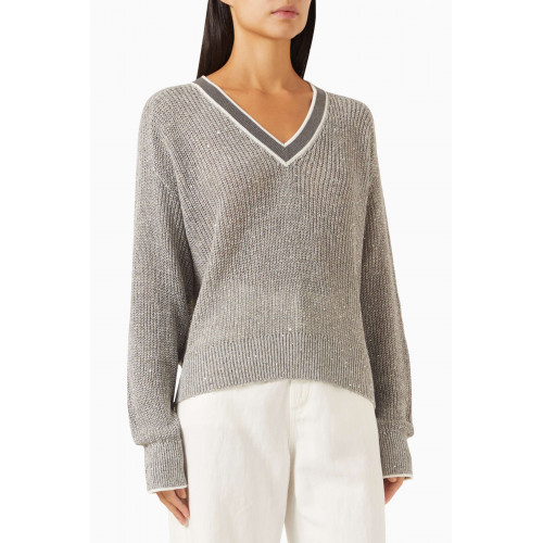 Brunello Cucinelli - Sequin-embellished Sweater in Linen-knit