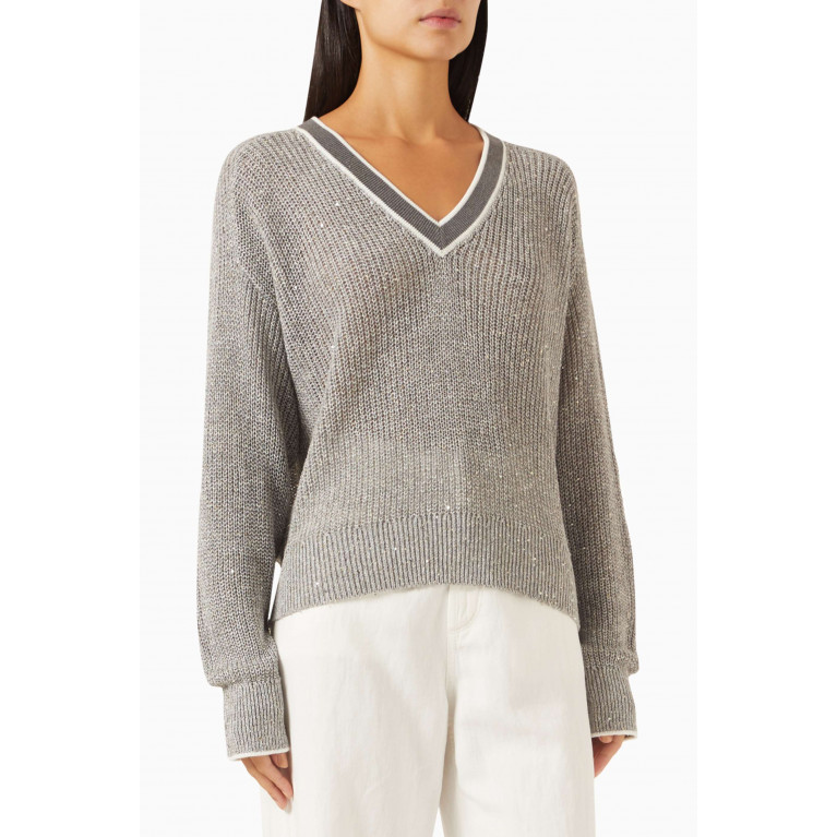 Brunello Cucinelli - Sequin-embellished Sweater in Linen-knit