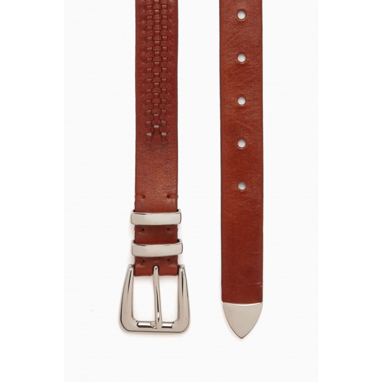 Brunello Cucinelli - Woven Belt in Calf Leather