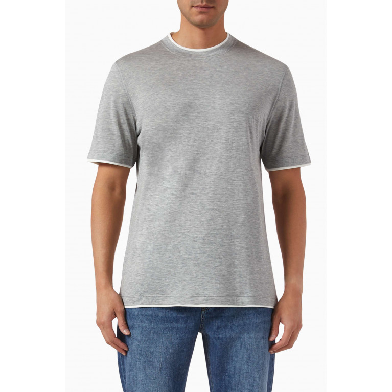 Brunello Cucinelli - Faux-layering T-shirt in Silk Cotton