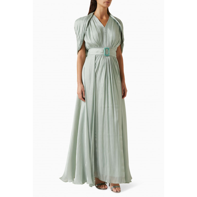 NASS - Belted Cape Dress Green