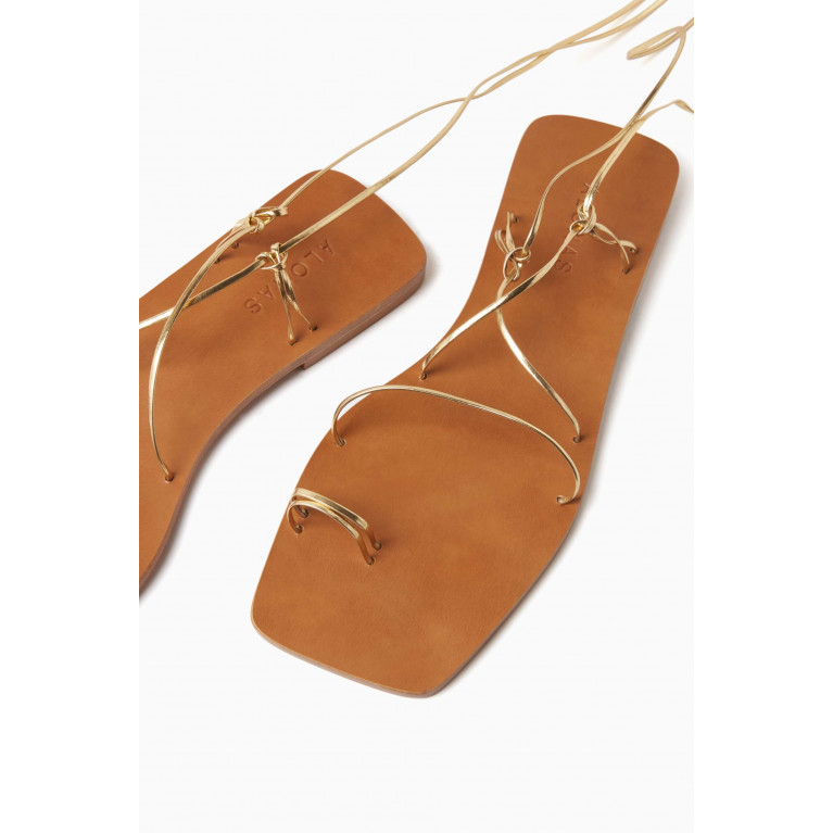 ALOHAS - Bamboo Flat Sandals in Metallic Leather