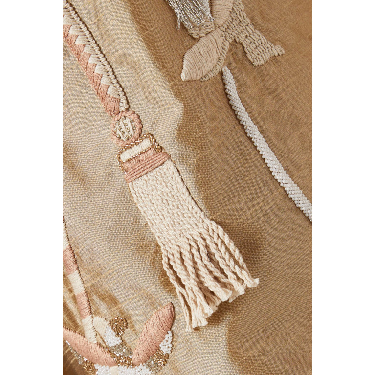 SHATHA ESSA - Abstract Birds & Ropes Kaftan in Silk