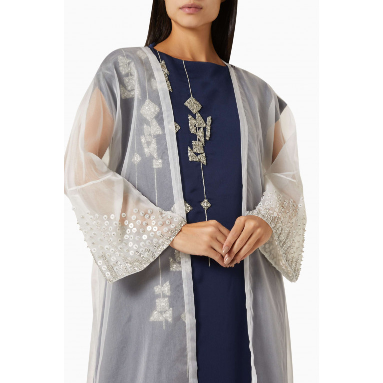 SHATHA ESSA - Sheer Embellished Coat in Crepe