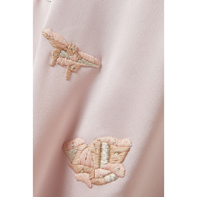 SHATHA ESSA - 3D Butterfly Embroidered Kaftan in Crepe