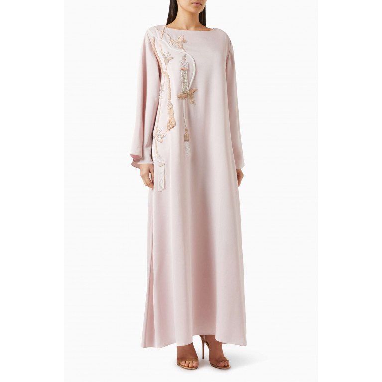 SHATHA ESSA - Abstract Embroidered Kaftan in Crepe