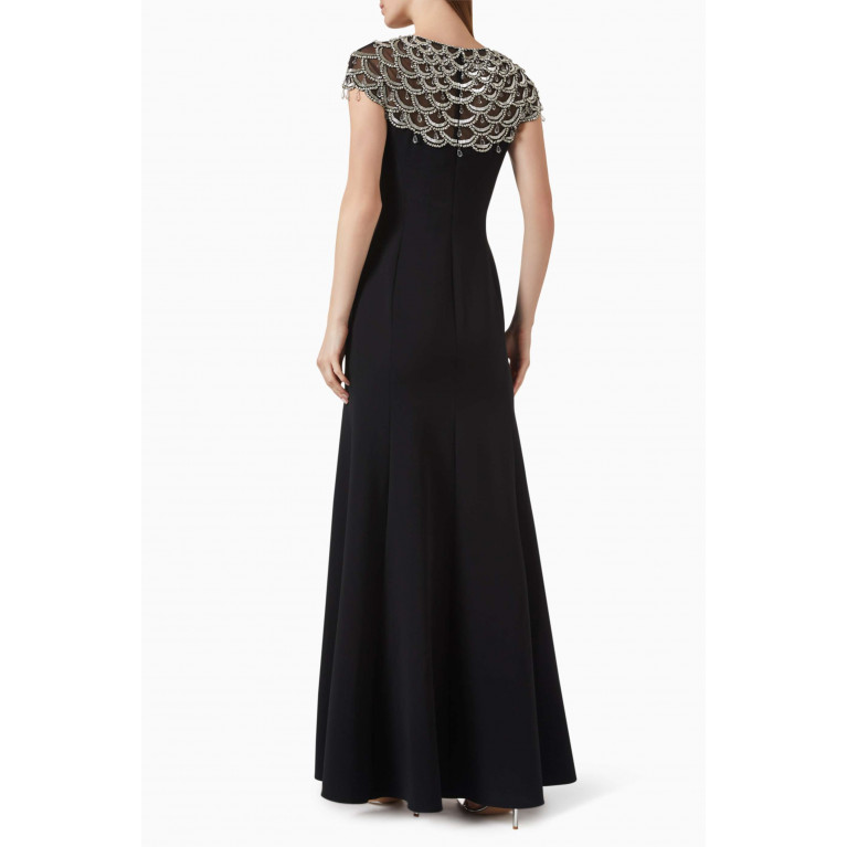 Jenny Packham - Melody Beaded Flared Dress in Crepe