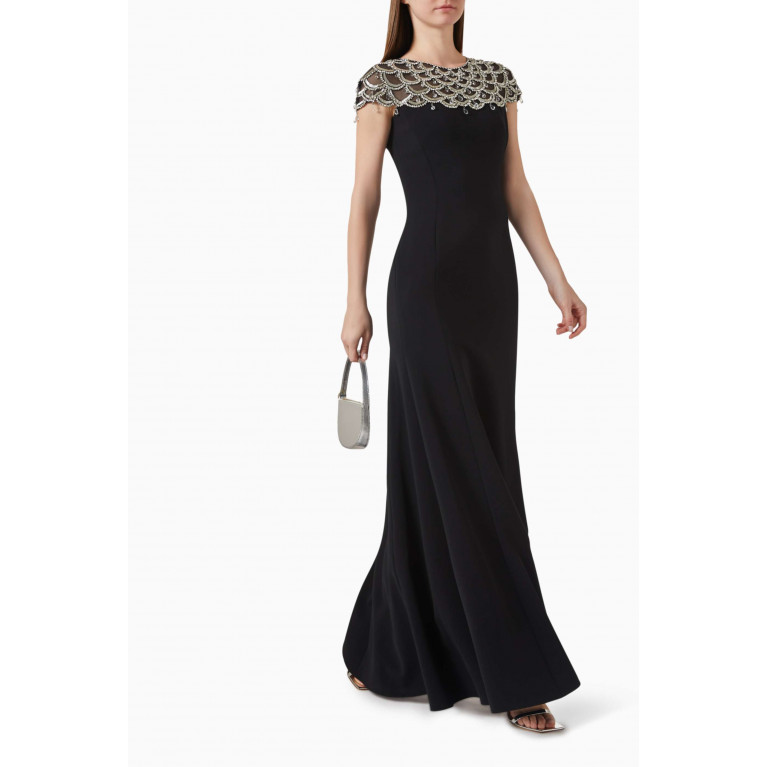 Jenny Packham - Melody Beaded Flared Dress in Crepe