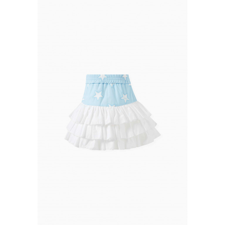 Monnalisa - Star-print Ruffled Skirt in Cotton