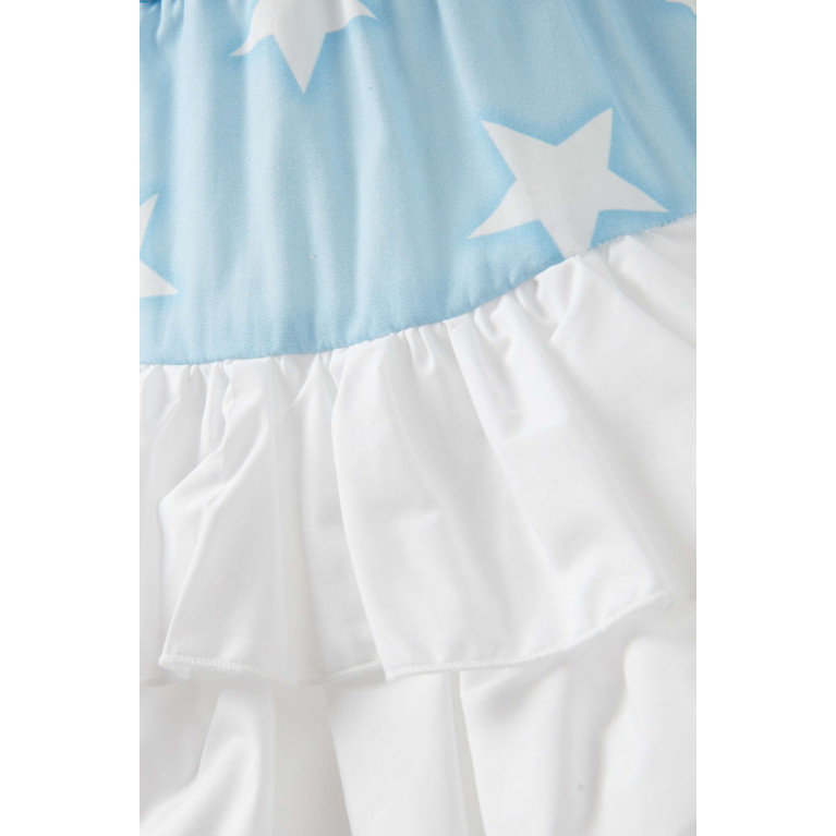 Monnalisa - Star-print Ruffled Skirt in Cotton