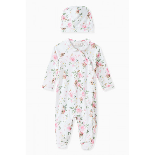 Monnalisa - Floral-print Sleepsuit and Hat Set in Cotton