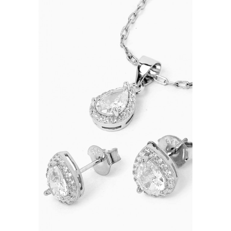 The Jewels Jar - Zia Necklace & Stud Earring Set in Sterling Silver