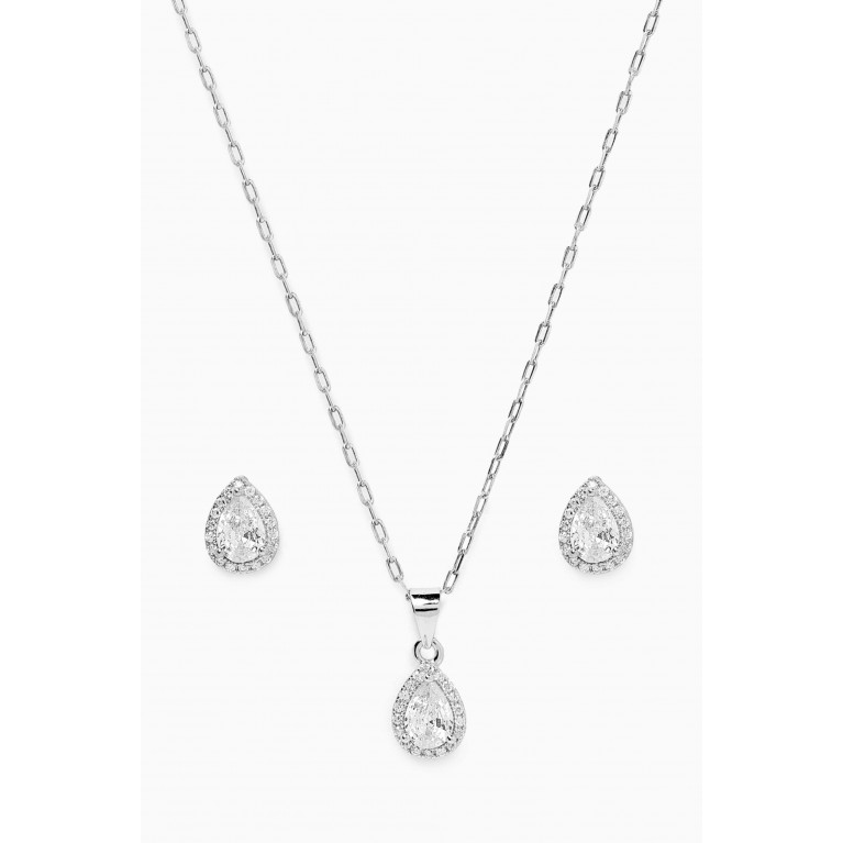 The Jewels Jar - Zia Necklace & Stud Earring Set in Sterling Silver