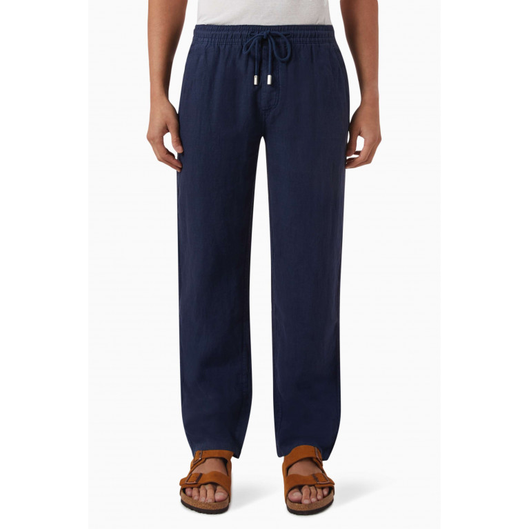 Vilebrequin - Pacha Logo Trousers in Linen Blue