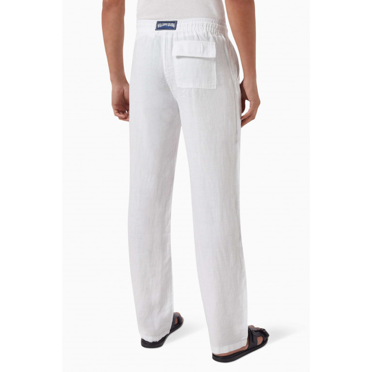 Vilebrequin - Pacha Logo Trousers in Linen White