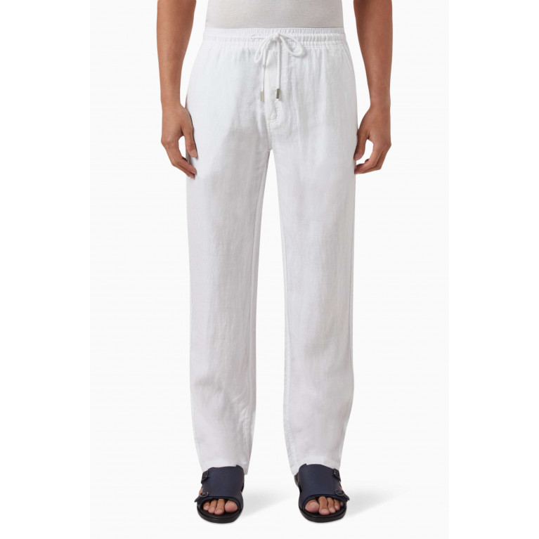 Vilebrequin - Pacha Logo Trousers in Linen White