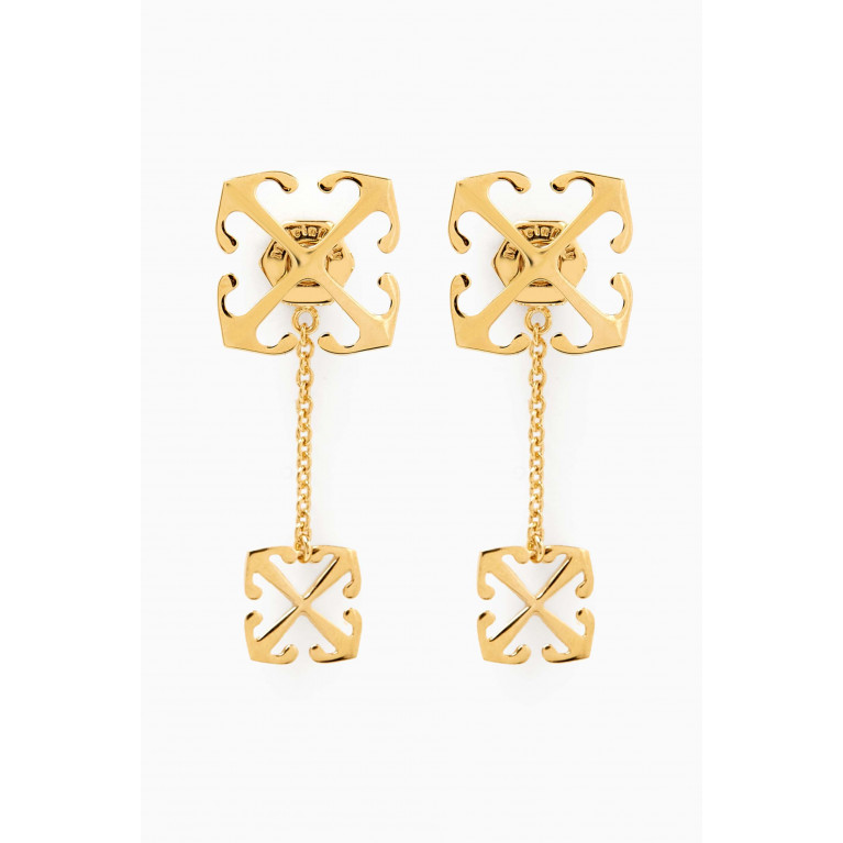 Off-White - Double Arrows Drop Earrings in Brass