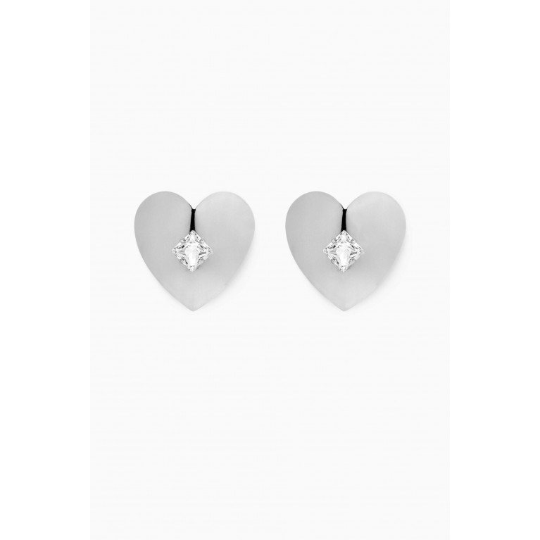 Alessandra Rich - Crystal Heart Clip-on Stud Earrings