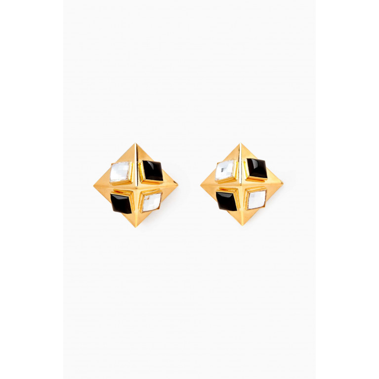 Alessandra Rich - Pyramid Crystal Clip-on Stud Earrings