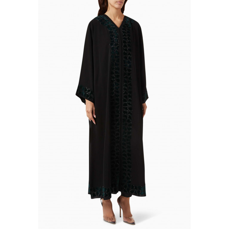 Rauaa Official - Abstract Thread Embroidered Abaya in Chiffon