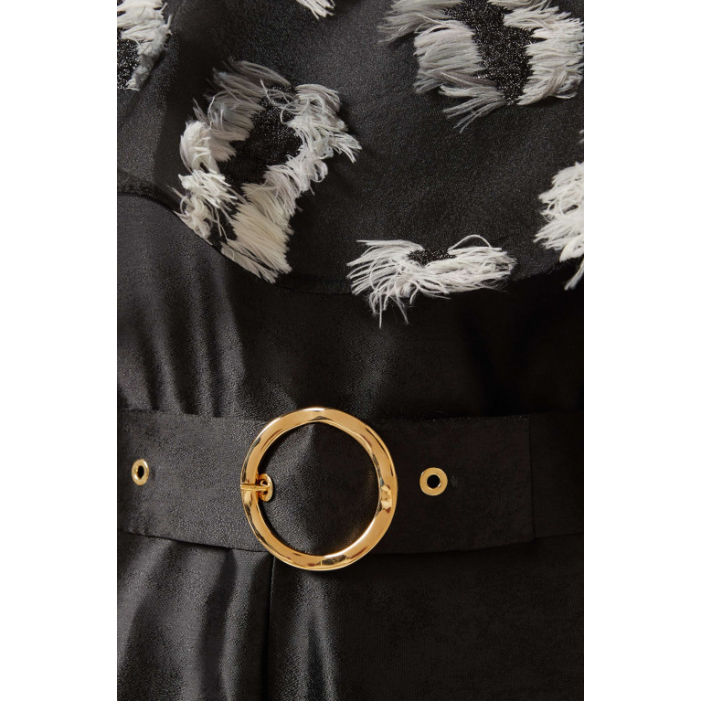 Poca & Poca - Tinsel Sleeves Belted Jumpsuit in Polyester