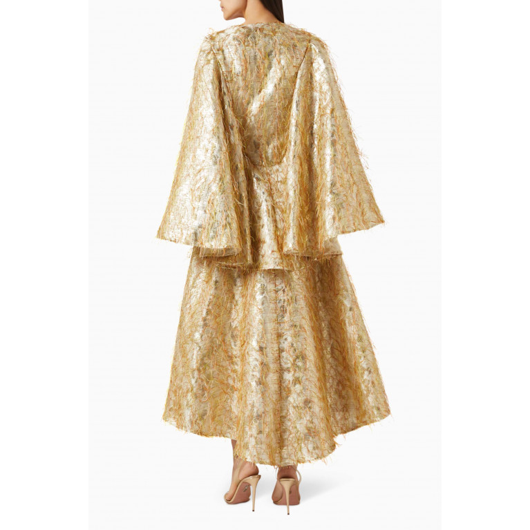 Poca & Poca - Flared Sleeves Midi Dress in Polyester