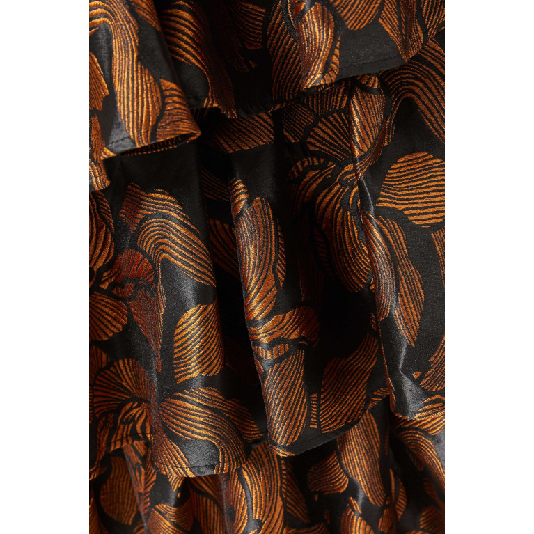 Poca & Poca - Ruffle Detail Layered Midi Dress in Polyester