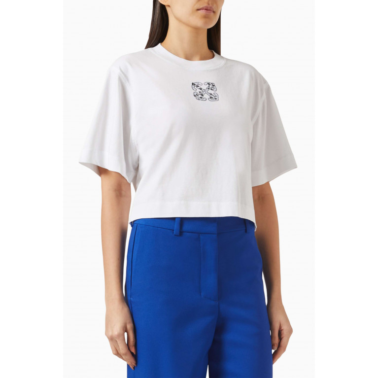 Off-White - Bling Leaves Arrow Crop Top in Cotton