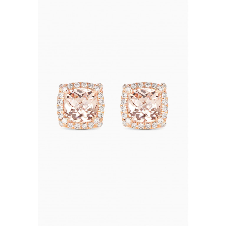 David Yurman - Petite Chatelaine® Diamond & Morganite Stud Earrings in 18kt Rose Gold